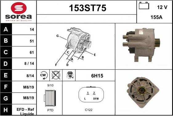 STARTCAR 153ST75 - Генератор vvparts.bg