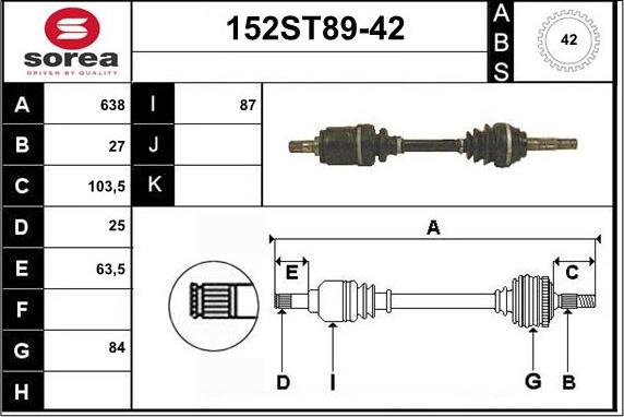 STARTCAR 152ST89-42 - Полуоска vvparts.bg