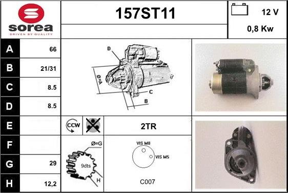 STARTCAR 157ST11 - Стартер vvparts.bg