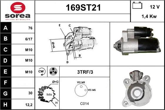 STARTCAR 169ST21 - Стартер vvparts.bg