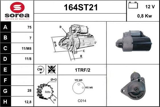 STARTCAR 164ST21 - Стартер vvparts.bg