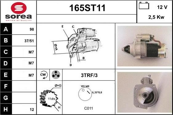 STARTCAR 165ST11 - Стартер vvparts.bg