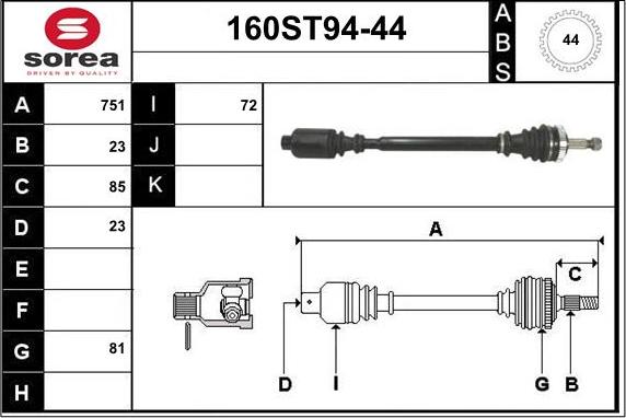 STARTCAR 160ST94-44 - Полуоска vvparts.bg