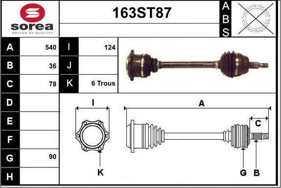 STARTCAR 163ST87 - Полуоска vvparts.bg