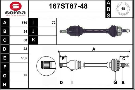 STARTCAR 167ST87-48 - Полуоска vvparts.bg