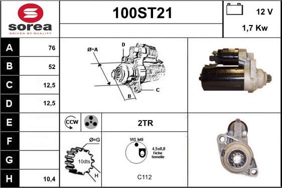 STARTCAR 100ST21 - Стартер vvparts.bg