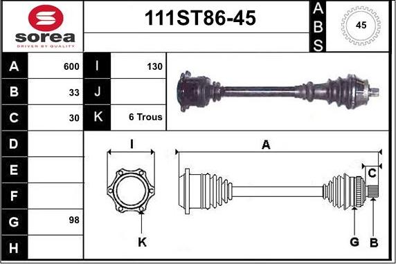 STARTCAR 111ST86-45 - Полуоска vvparts.bg