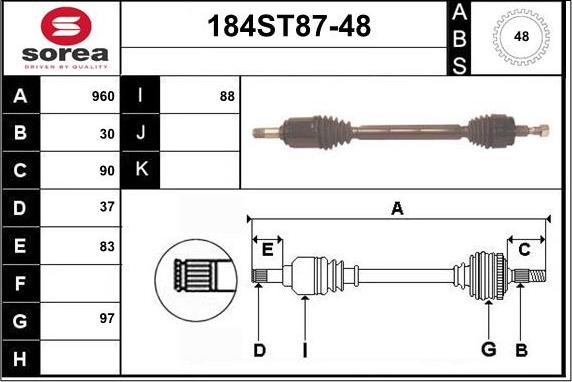 STARTCAR 184ST87-48 - Полуоска vvparts.bg