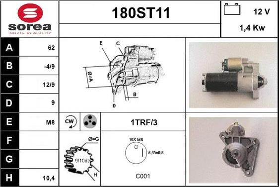 STARTCAR 180ST11 - Стартер vvparts.bg