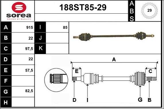 STARTCAR 188ST85-29 - Полуоска vvparts.bg