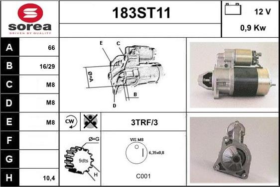 STARTCAR 183ST11 - Стартер vvparts.bg