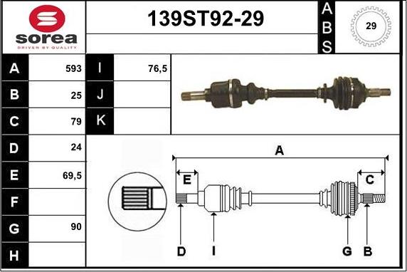 STARTCAR 139ST92-29 - Полуоска vvparts.bg