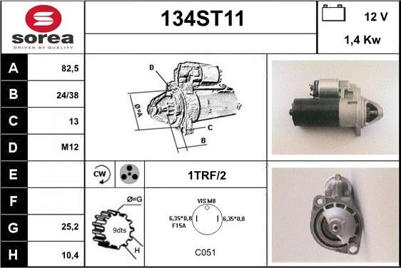 STARTCAR 134ST11 - Стартер vvparts.bg