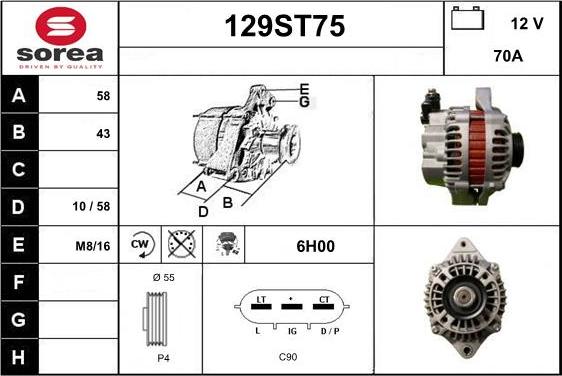 STARTCAR 129ST75 - Генератор vvparts.bg