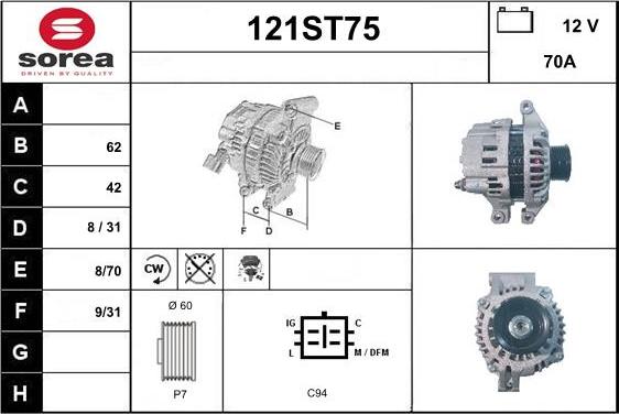 STARTCAR 121ST75 - Генератор vvparts.bg