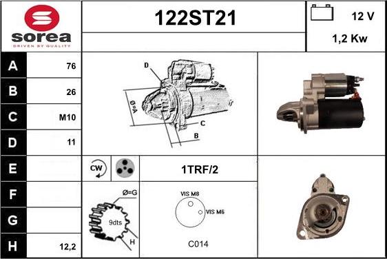 STARTCAR 122ST21 - Стартер vvparts.bg