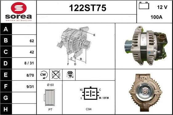 STARTCAR 122ST75 - Генератор vvparts.bg