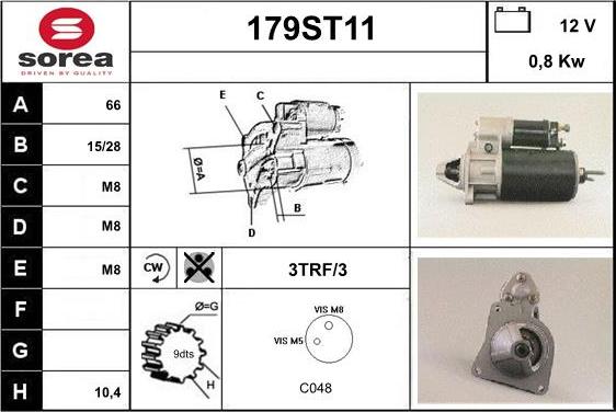 STARTCAR 179ST11 - Стартер vvparts.bg