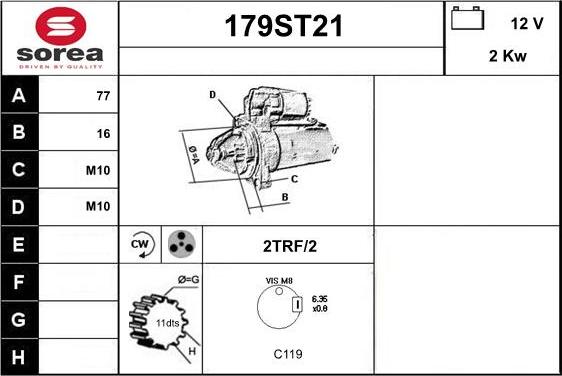 STARTCAR 179ST21 - Стартер vvparts.bg