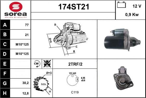 STARTCAR 174ST21 - Стартер vvparts.bg