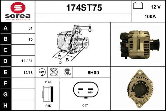 STARTCAR 174ST75 - Генератор vvparts.bg