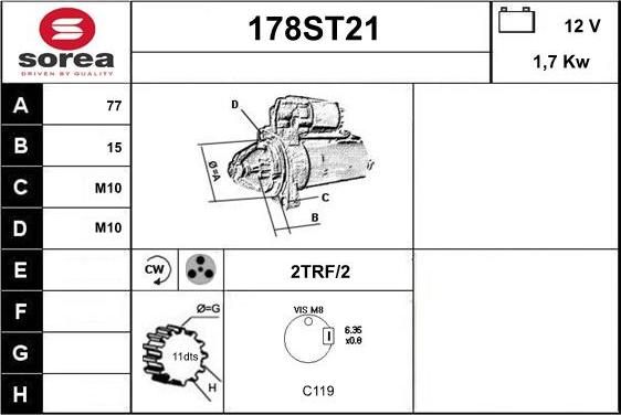 STARTCAR 178ST21 - Стартер vvparts.bg