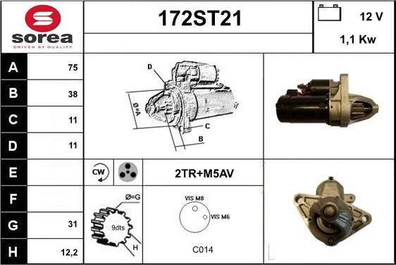 STARTCAR 172ST21 - Стартер vvparts.bg