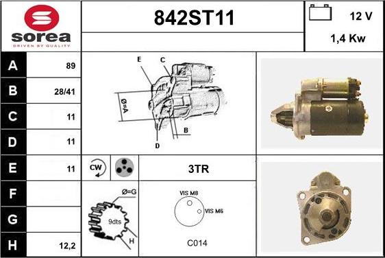 STARTCAR 842ST11 - Стартер vvparts.bg