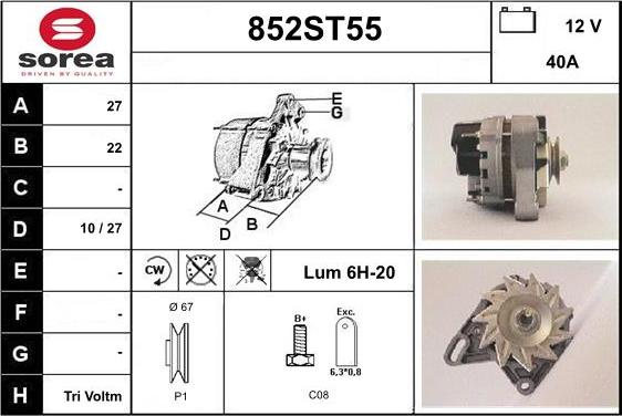 STARTCAR 852ST55 - Генератор vvparts.bg