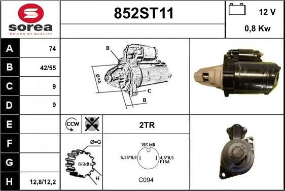 STARTCAR 852ST11 - Стартер vvparts.bg