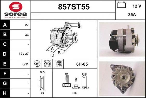 STARTCAR 857ST55 - Генератор vvparts.bg