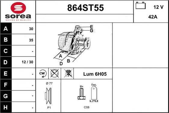 STARTCAR 864ST55 - Генератор vvparts.bg