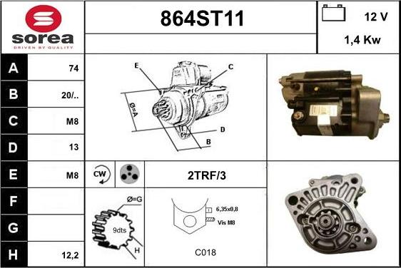 STARTCAR 864ST11 - Стартер vvparts.bg