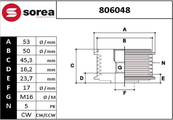 STARTCAR 806048 - Ремъчна шайба, генератор vvparts.bg