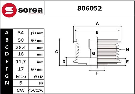 STARTCAR 806052 - Ремъчна шайба, генератор vvparts.bg