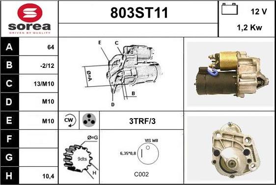 STARTCAR 803ST11 - Стартер vvparts.bg