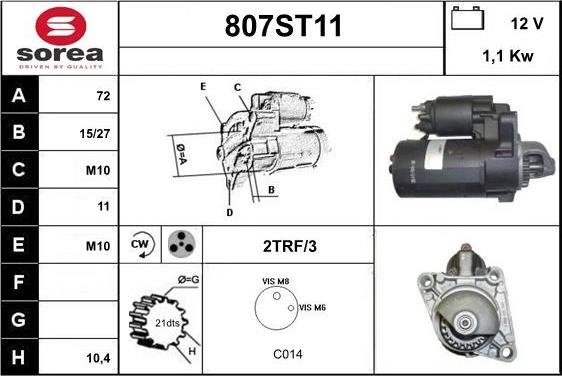 STARTCAR 807ST11 - Стартер vvparts.bg