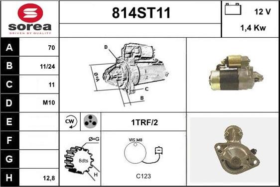 STARTCAR 814ST11 - Стартер vvparts.bg