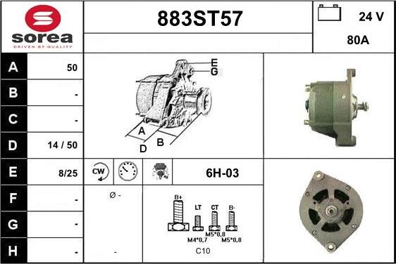 STARTCAR 883ST57 - Генератор vvparts.bg