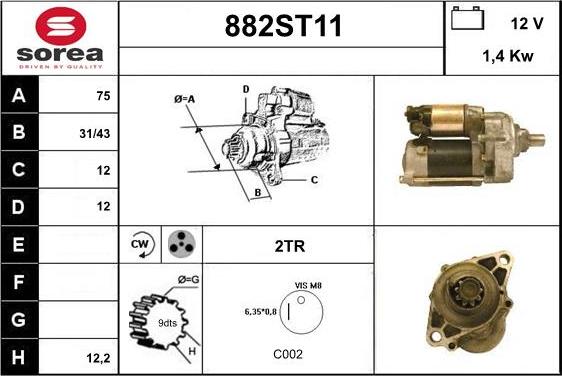 STARTCAR 882ST11 - Стартер vvparts.bg