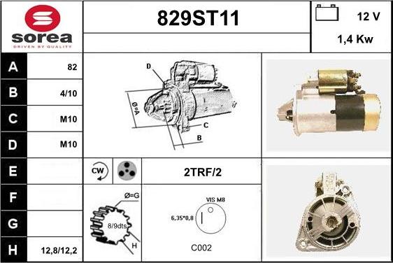 STARTCAR 829ST11 - Стартер vvparts.bg