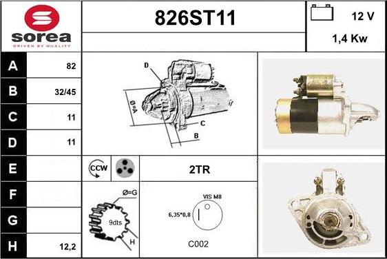 STARTCAR 826ST11 - Стартер vvparts.bg