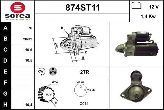 STARTCAR 874ST11 - Стартер vvparts.bg