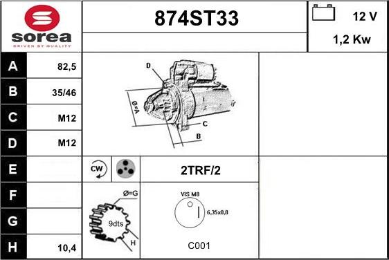 STARTCAR 874ST33 - Стартер vvparts.bg