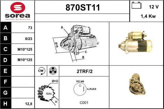 STARTCAR 870ST11 - Стартер vvparts.bg