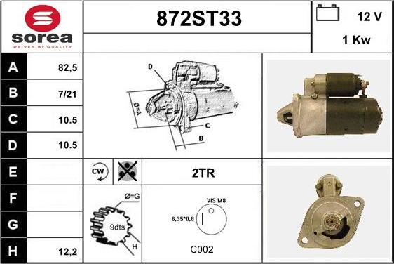 STARTCAR 872ST33 - Стартер vvparts.bg