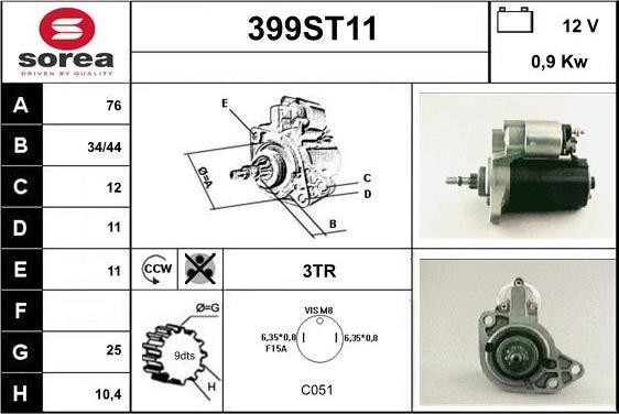 STARTCAR 399ST11 - Стартер vvparts.bg