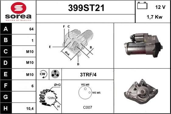 STARTCAR 399ST21 - Стартер vvparts.bg