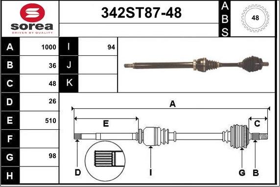 STARTCAR 342ST87-48 - Полуоска vvparts.bg