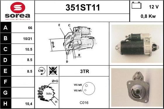 STARTCAR 351ST11 - Стартер vvparts.bg